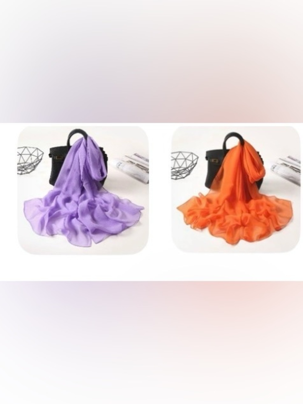 Lightweight Purple and Orange Chiffon Scarf - Women's Fashion Accessory